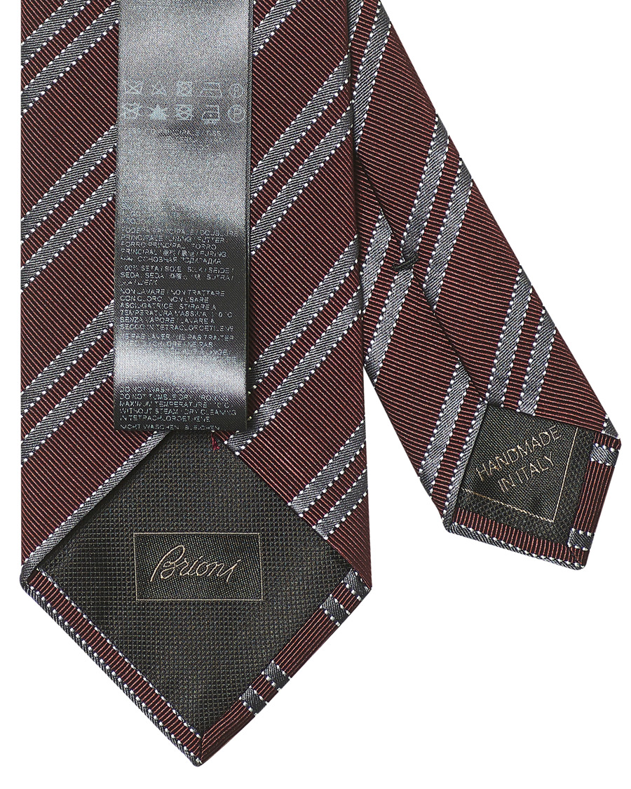 Herre | Brioni Regimental Stripe Silk Tie Burgundy 8 cm | Brioni | Regimental Stripe Silk Tie Burgundy 8 cm