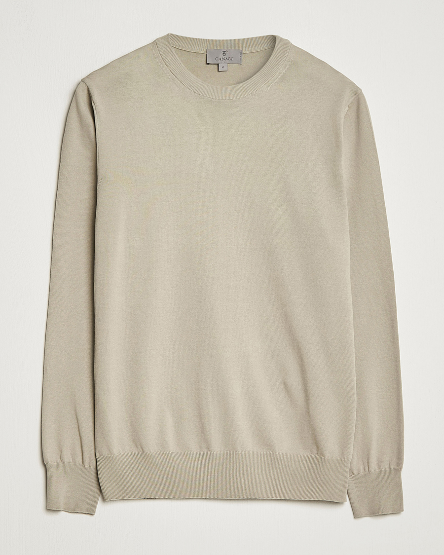 Herre | Trøjer | Canali | Cotton Crew Neck Pullover Sage