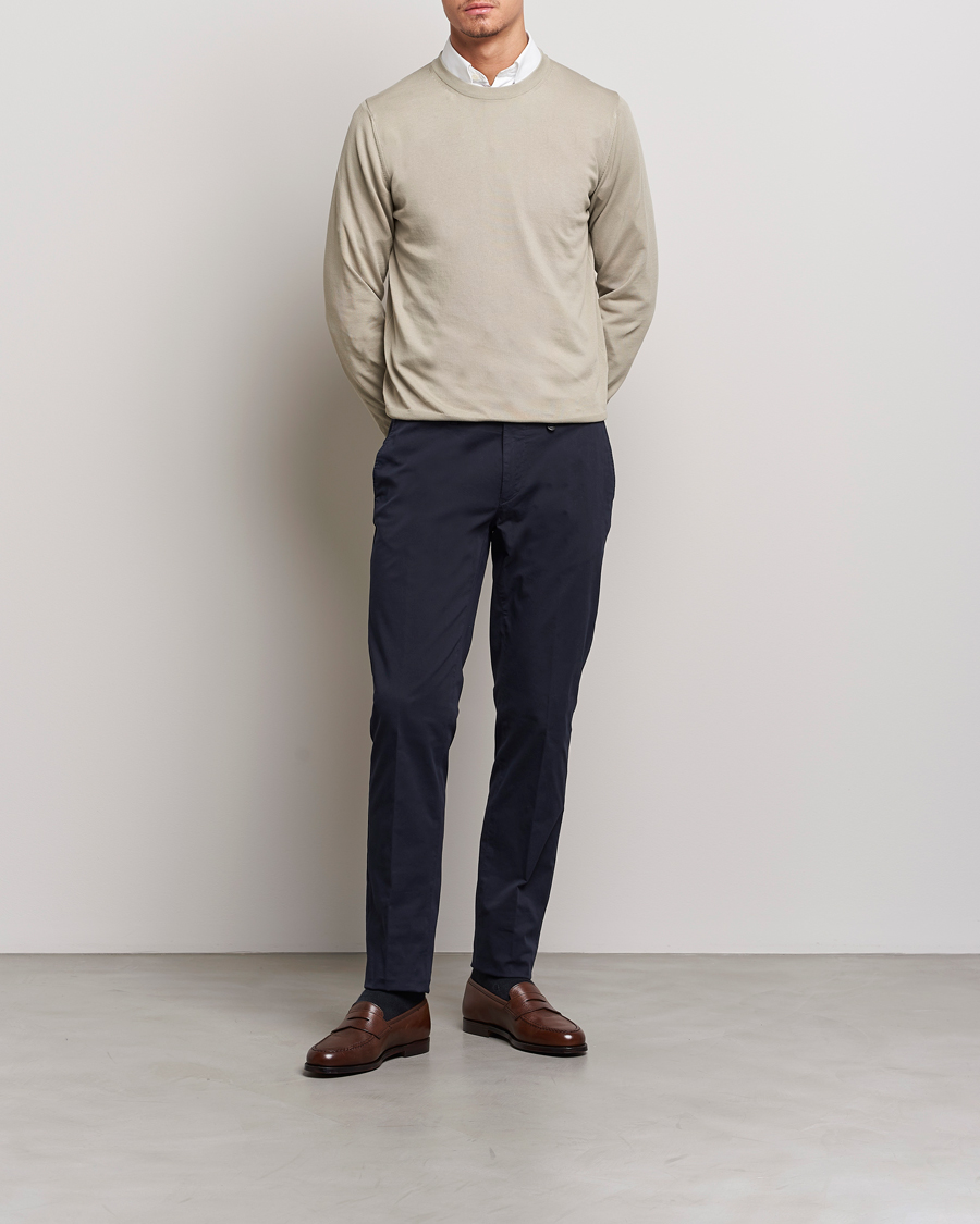 Herre | Trøjer | Canali | Cotton Crew Neck Pullover Sage