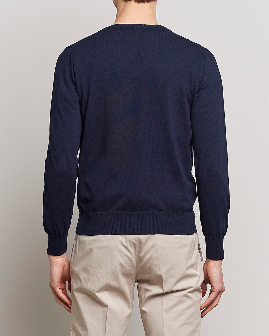 Herre | Trøjer | Canali | Cotton V-Neck Pullover Navy