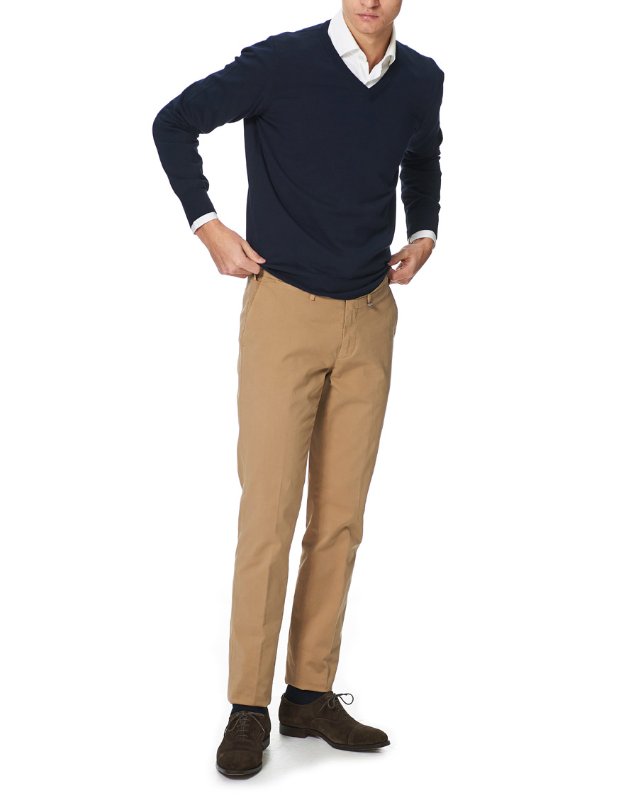 Herre | Bukser | Canali | Cotton Stretch Chinos Khaki