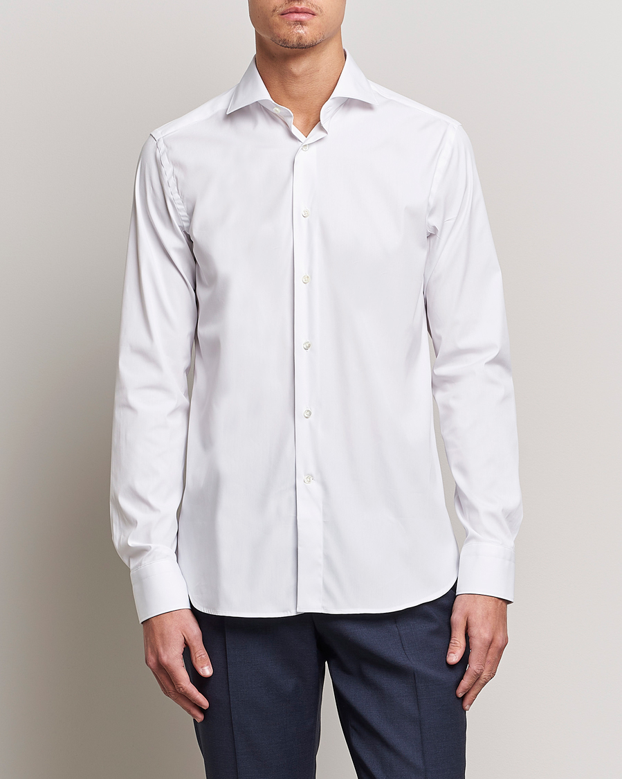 Herre | Businessskjorter | Canali | Slim Fit Cotton/Stretch Shirt White