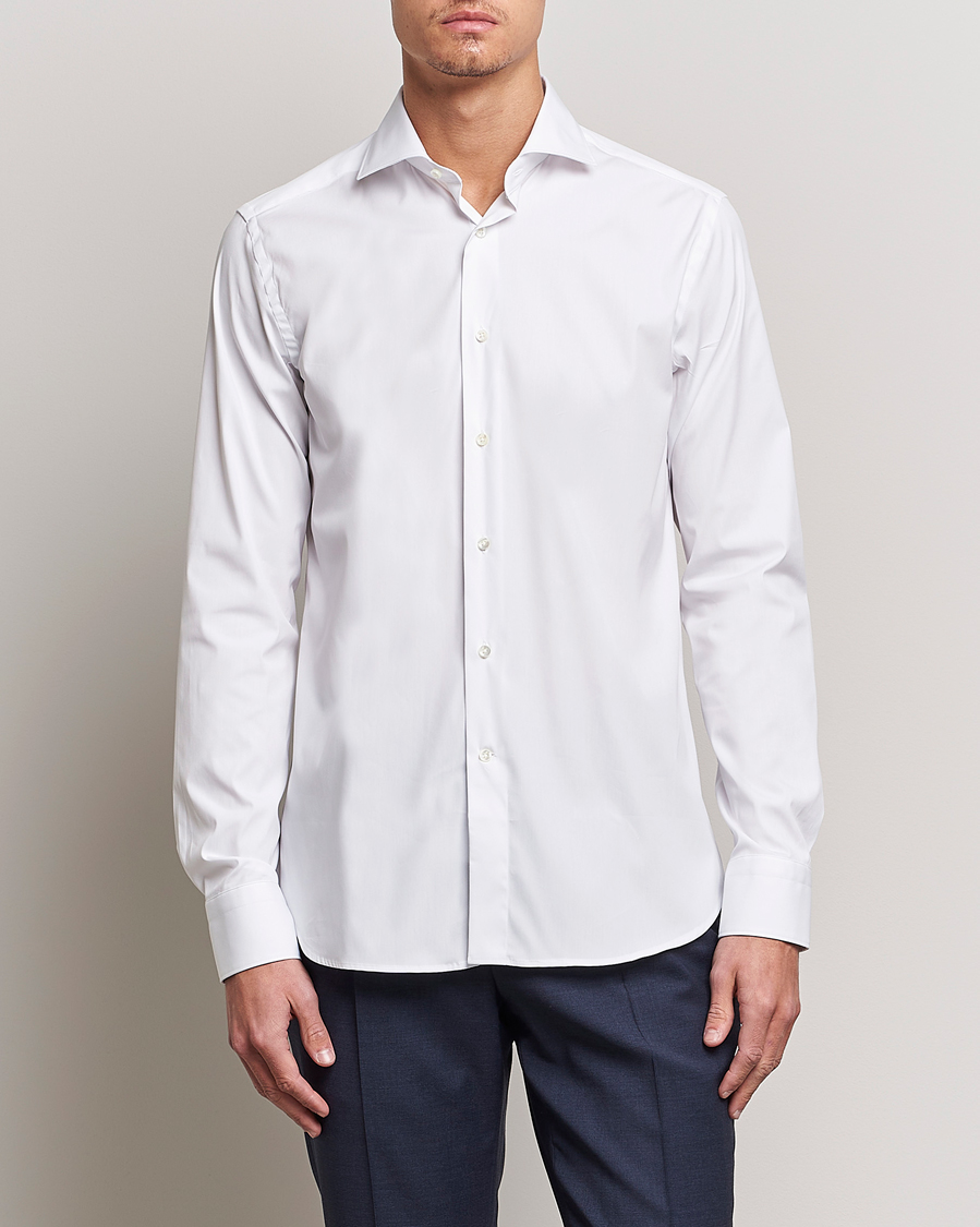 Herre | Businesskjorter | Canali | Slim Fit Cotton/Stretch Shirt White