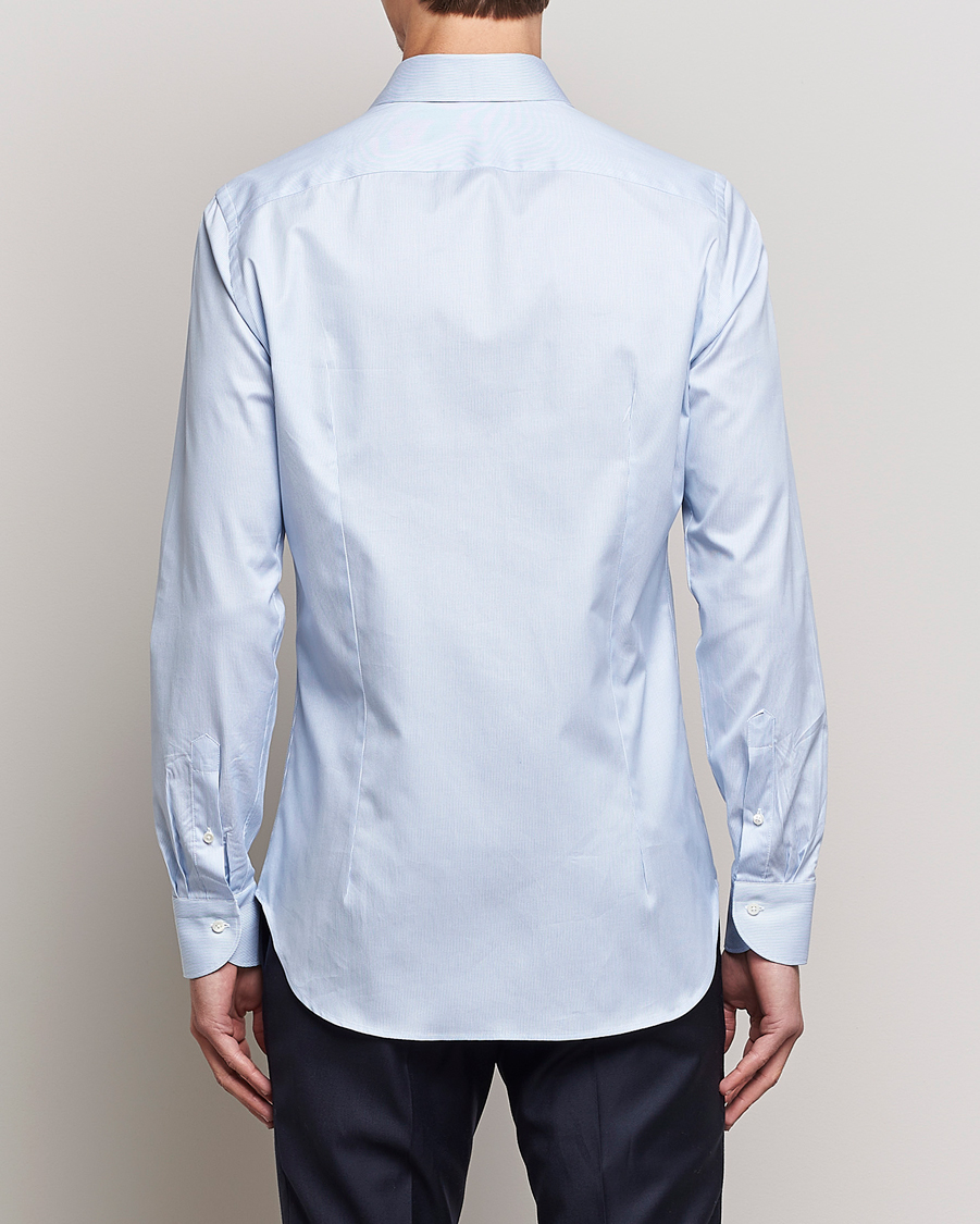 Herre | Skjorter | Canali | Slim Fit Striped Cotton Shirt Light Blue