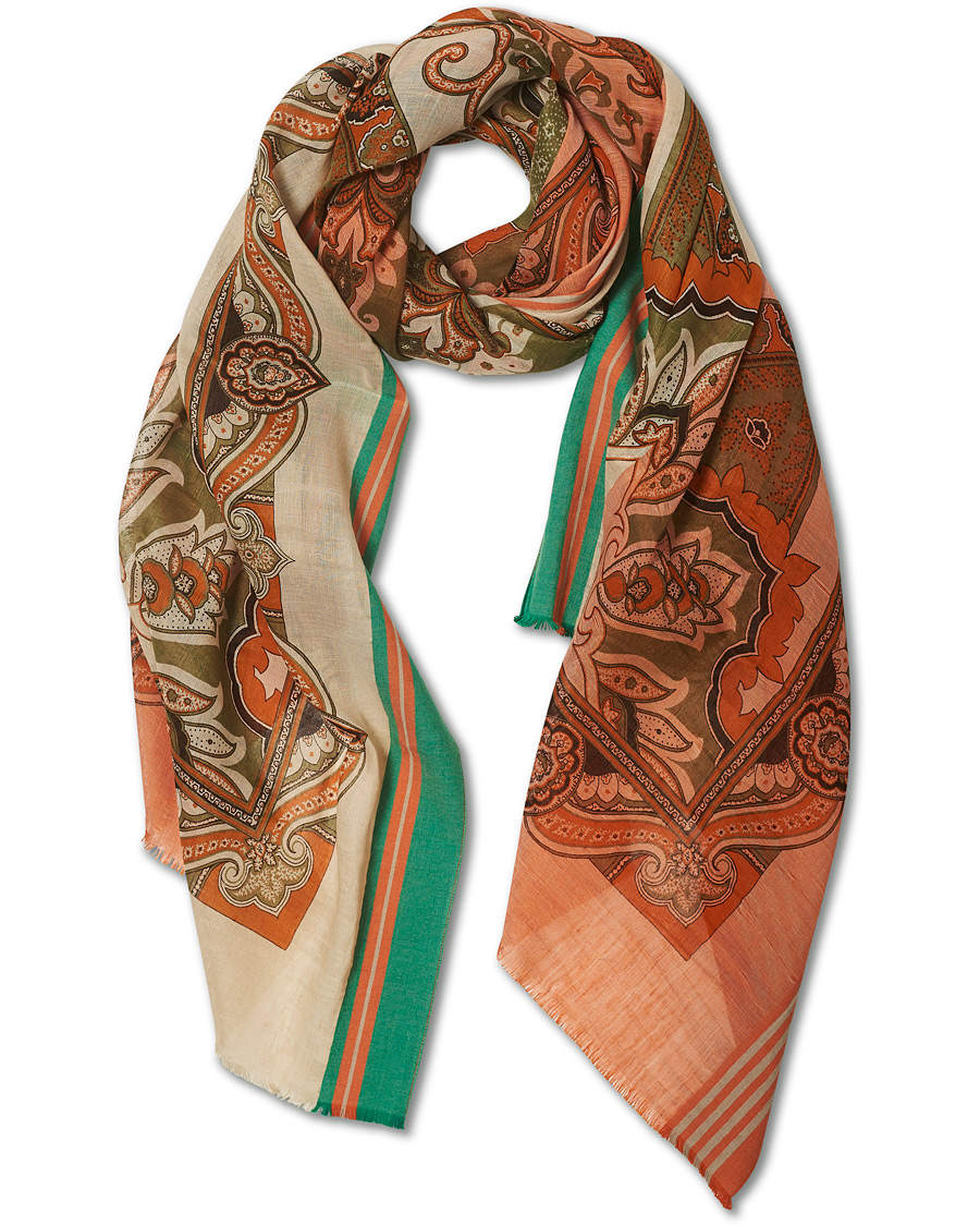 Herre | Etro Paisley Linen Scarf Beige/Orange | Etro | Paisley Linen Scarf Beige/Orange