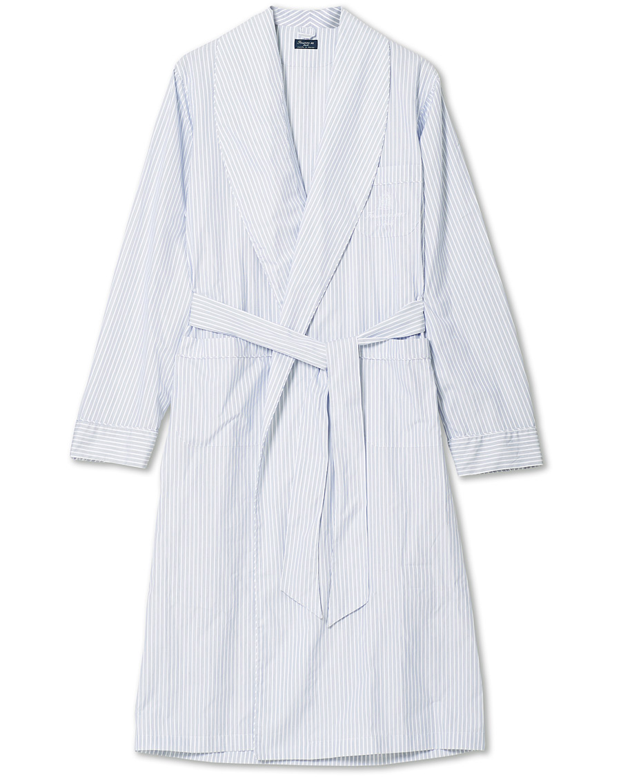Herre | Pyjamas & Morgenkåber | Finamore Napoli | Striped Popeline Robe White/Blue