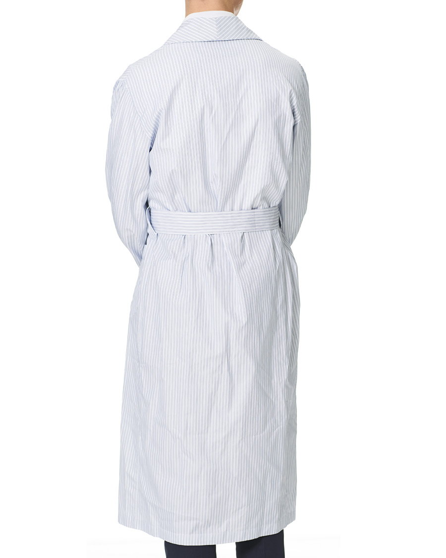 Herre | Pyjamas & Morgenkåber | Finamore Napoli | Striped Popeline Robe White/Blue