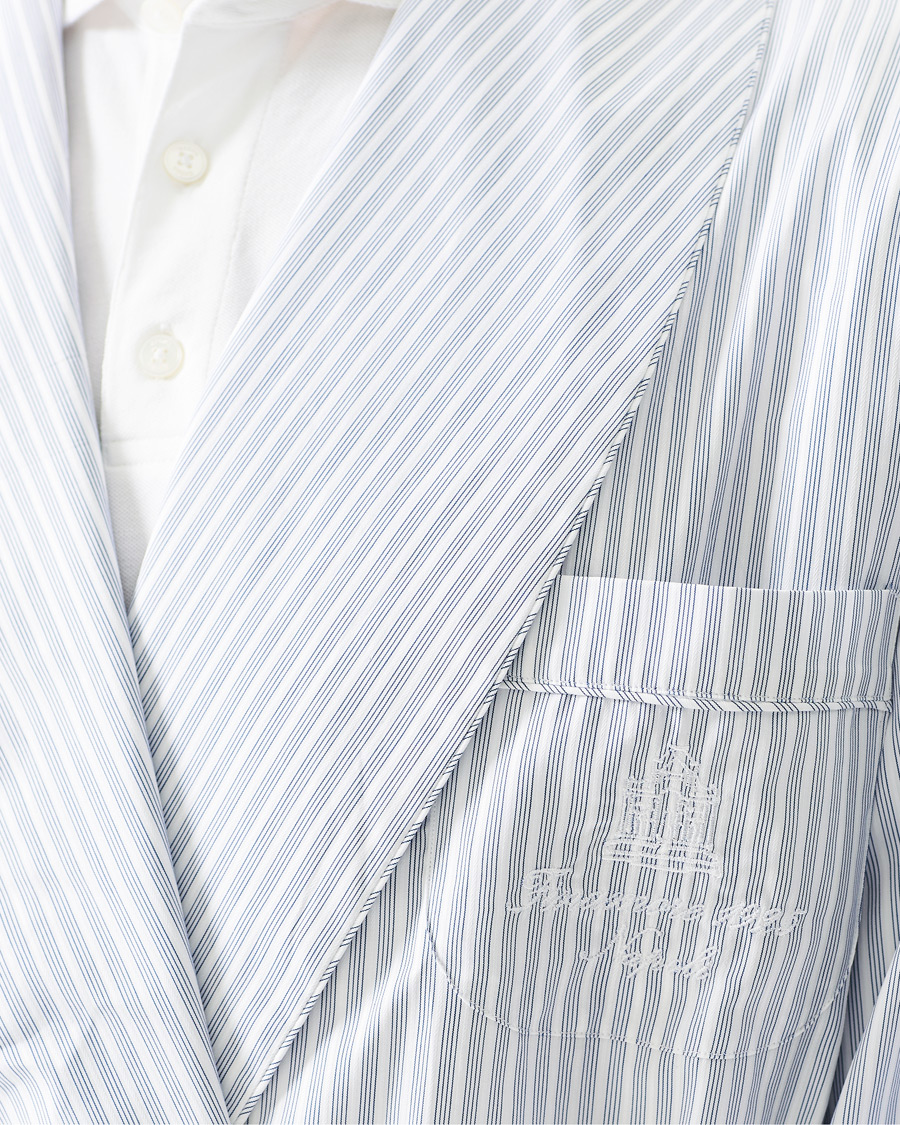Herre | Pyjamas & Morgenkåber | Finamore Napoli | Striped Popeline Robe White/Blue