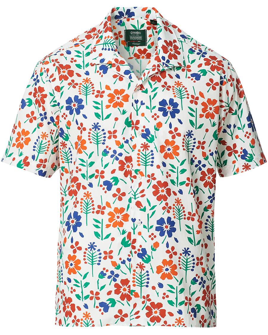 Herre | Skjorter | Gitman Vintage | Flores Camp Collar Shirt White/Orange