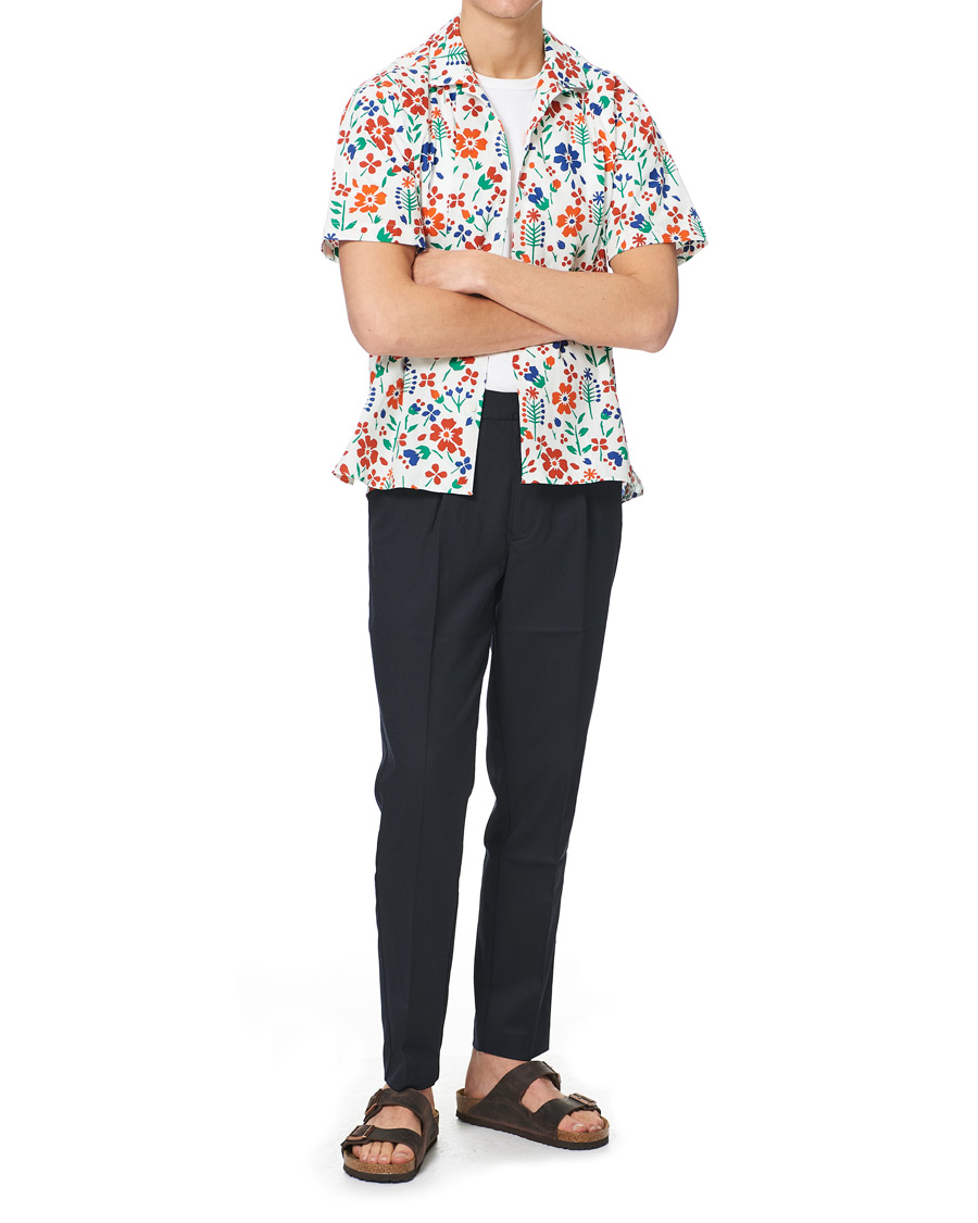 Herre | Skjorter | Gitman Vintage | Flores Camp Collar Shirt White/Orange