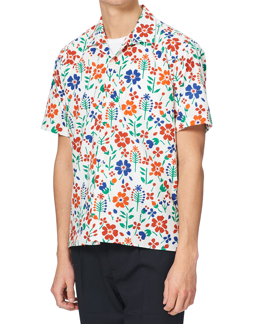 Herre | Skjorter | Gitman Vintage | Flores Camp Collar Shirt White/Orange