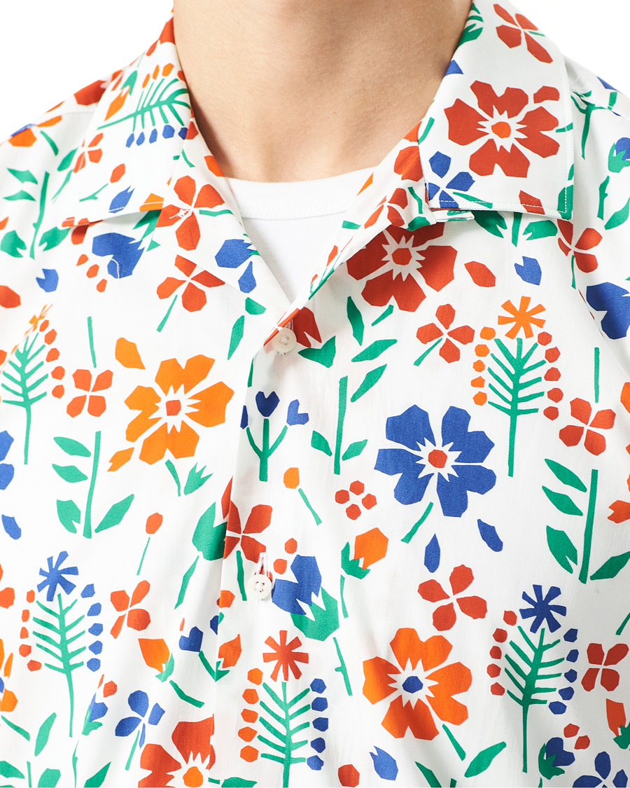 Herre | Skjorter | Gitman Vintage | Flores Camp Collar Shirt White/Orange