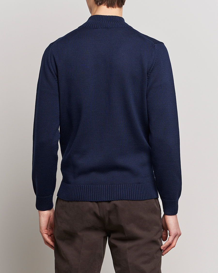Herre | Trøjer | Stenströms | Chunky Merino Full Zip Cardigan Navy