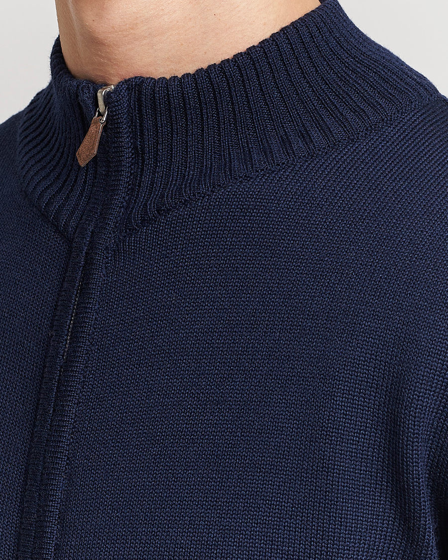 Herre | Trøjer | Stenströms | Chunky Merino Full Zip Cardigan Navy