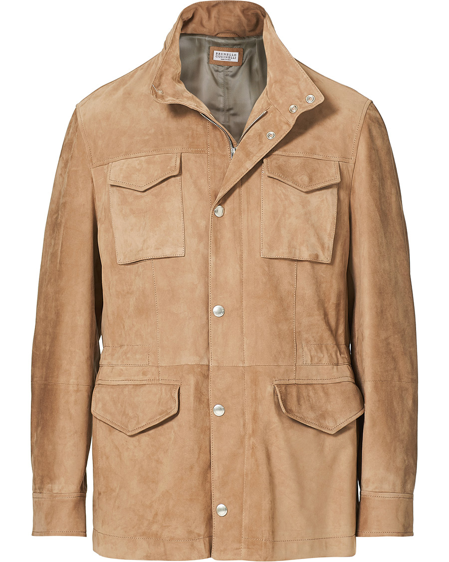 Herre | Jakker | Brunello Cucinelli | Suede Field Jacket Beige