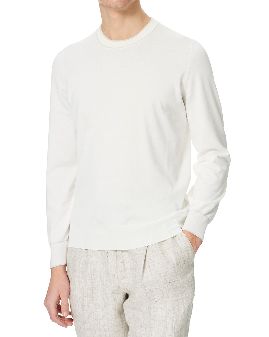 Herre | Trøjer | Brunello Cucinelli | Contrast Collar Crew Neck Sweater Panama