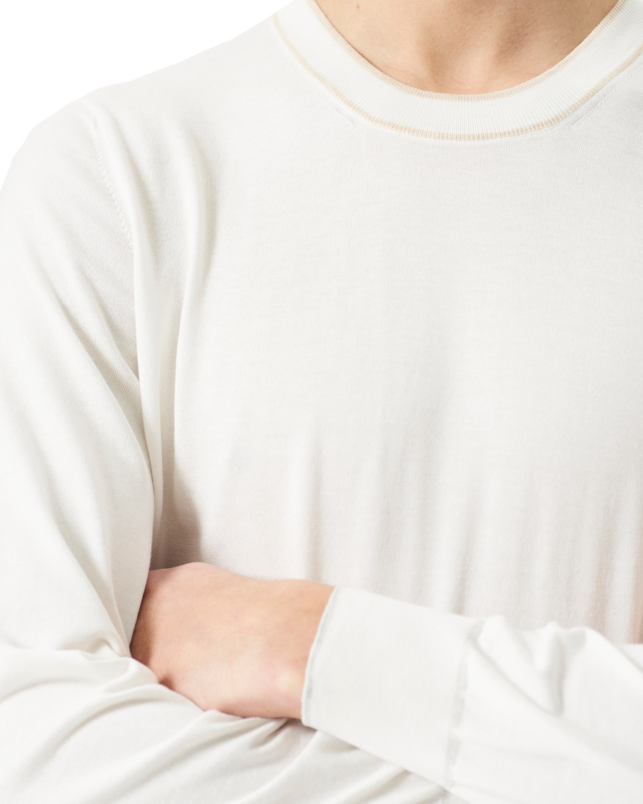 Herre | Trøjer | Brunello Cucinelli | Contrast Collar Crew Neck Sweater Panama