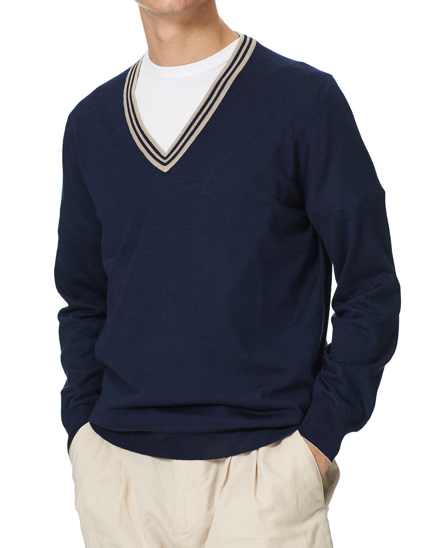 Herre | Trøjer | Brunello Cucinelli | Cashmere/Wool Tennis Sweater Navy