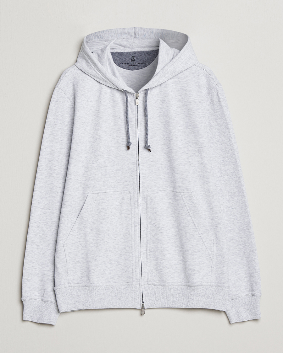 Herre | Trøjer | Brunello Cucinelli | Soft Cotton Zip Hoodie Pearl Grey