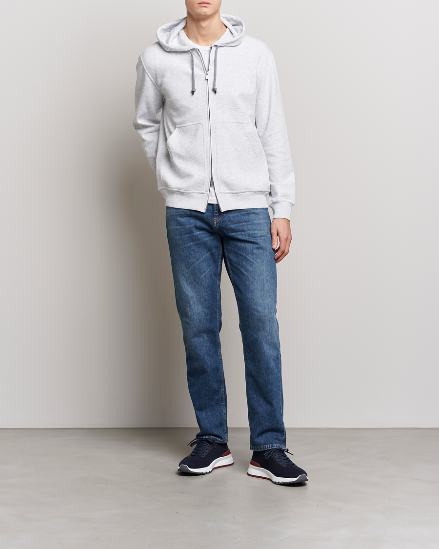 Herre | Trøjer | Brunello Cucinelli | Soft Cotton Zip Hoodie Pearl Grey