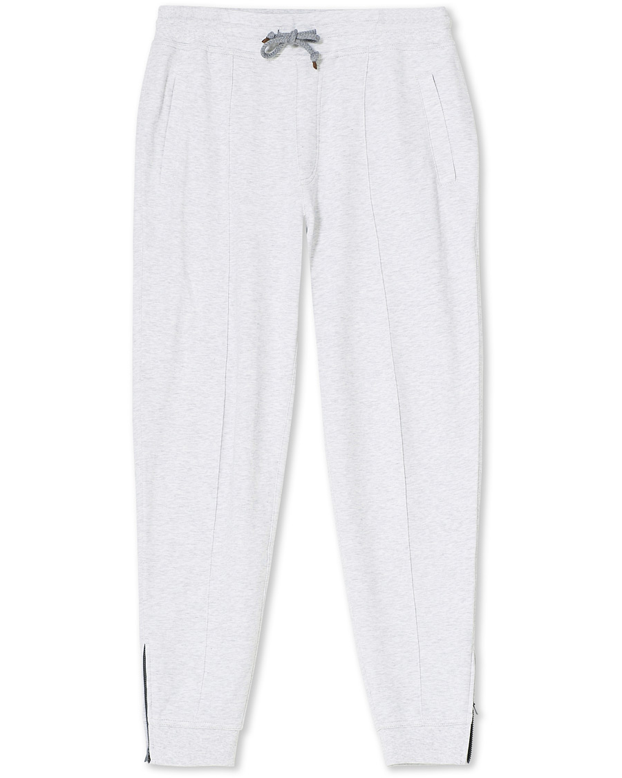Herre | Bukser | Brunello Cucinelli | Soft Cotton Jersey Sweatpants Pearl Grey