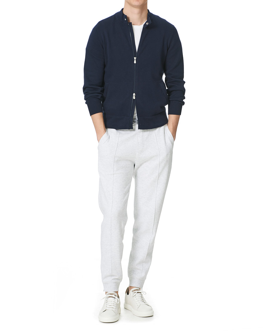 Herre | Bukser | Brunello Cucinelli | Soft Cotton Jersey Sweatpants Pearl Grey