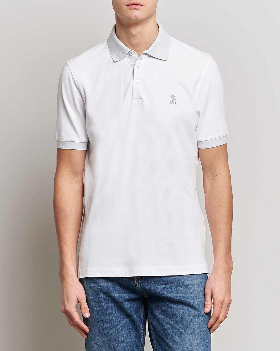 Herre | Polotrøjer | Brunello Cucinelli | Short Sleeve Polo Piquet White