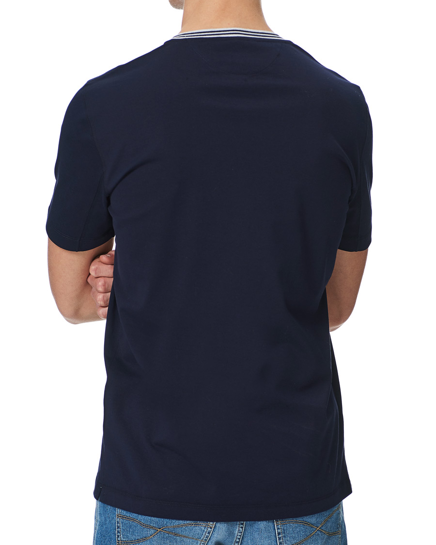 Herre | T-Shirts | Brunello Cucinelli | Contrast Collar Short Sleeve T-Shirt Navy