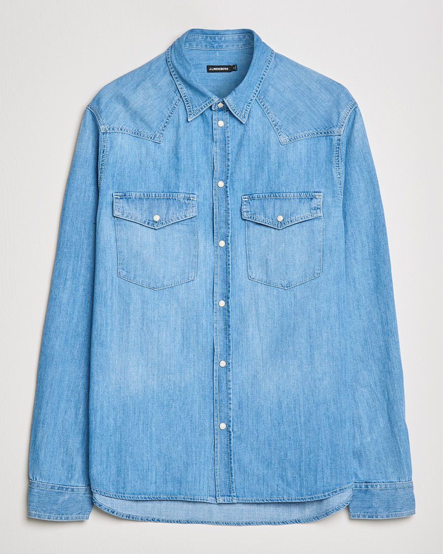 Herre | Skjorter | J.Lindeberg | Carson Western Denim Shirt Bleached Denim