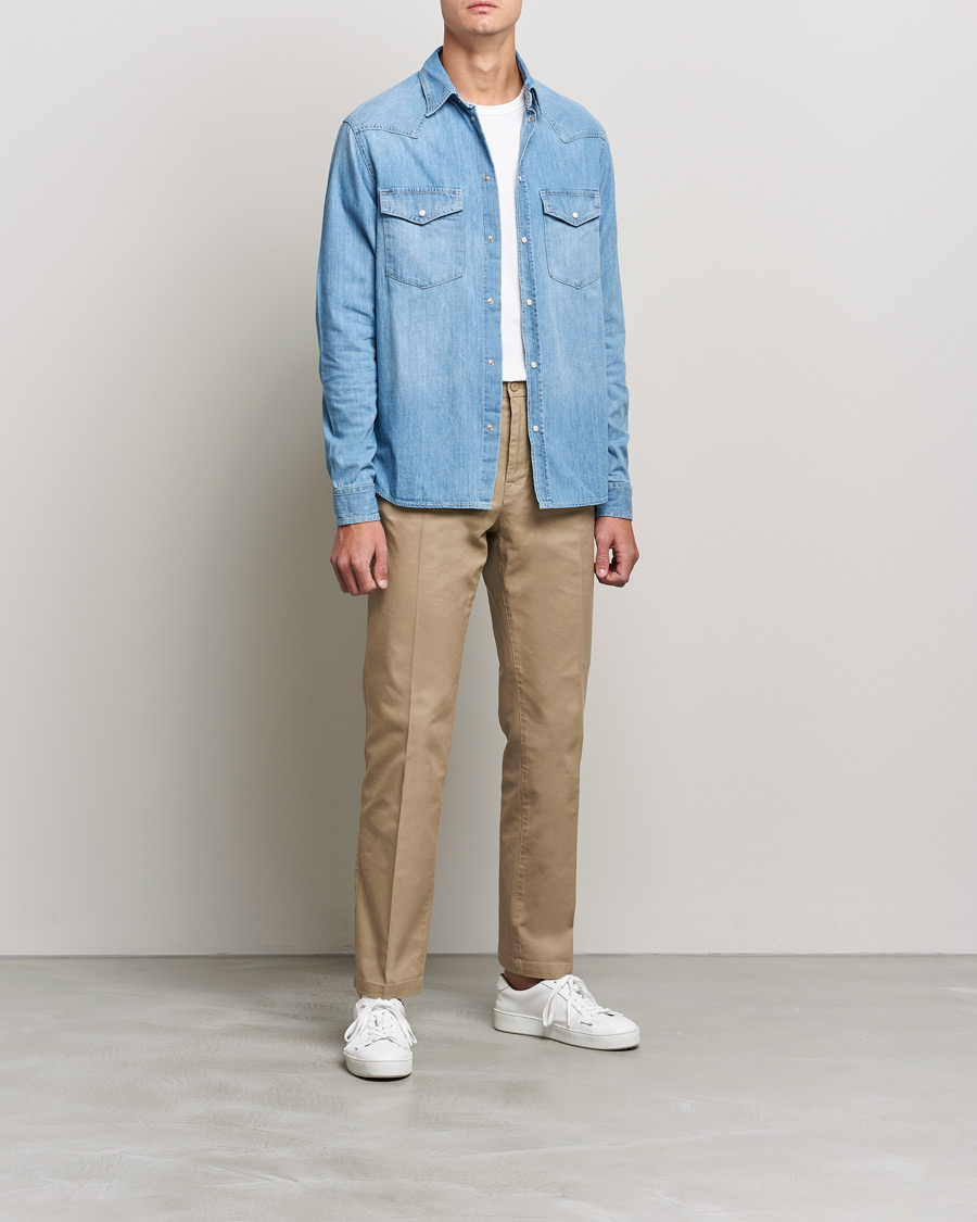 Herre | Skjorter | J.Lindeberg | Carson Western Denim Shirt Bleached Denim