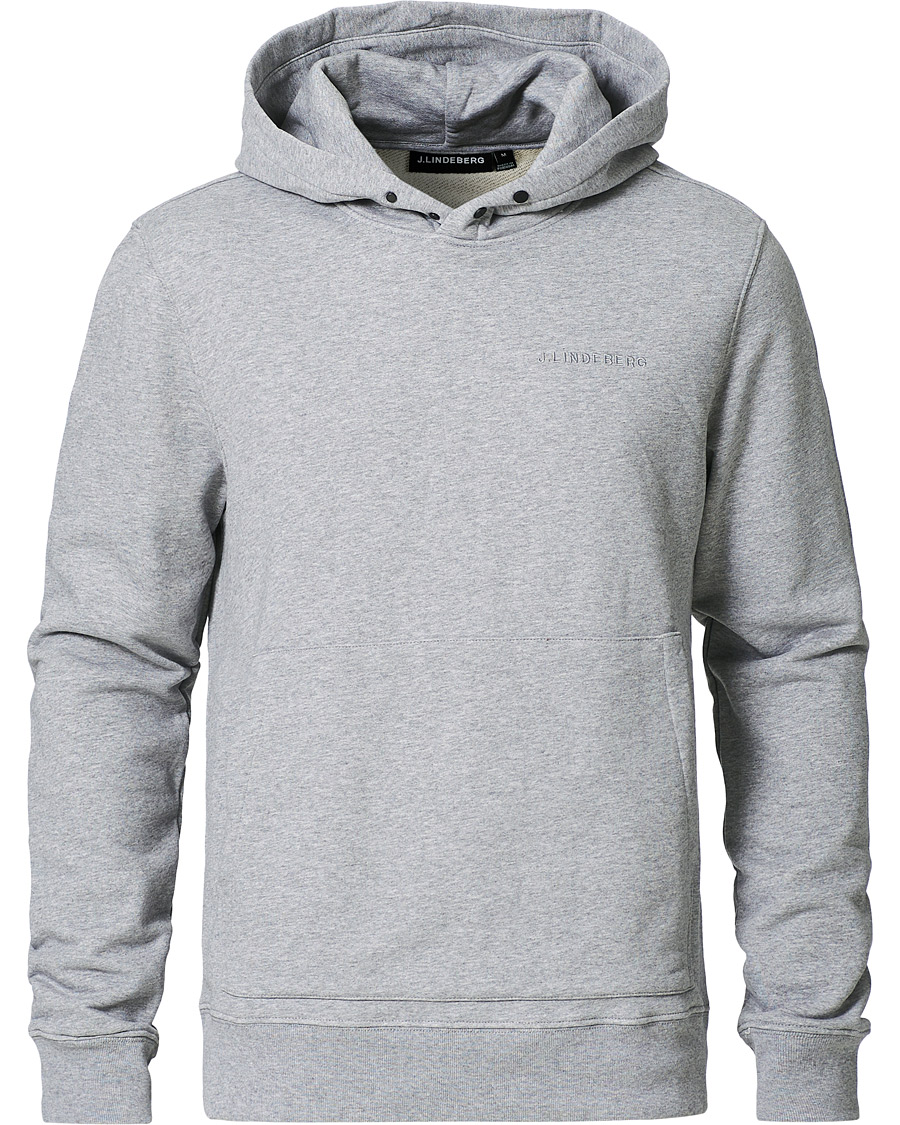 Herre | Trøjer | J.Lindeberg | Throw Button Sweat Hoodie Mid Grey Melange