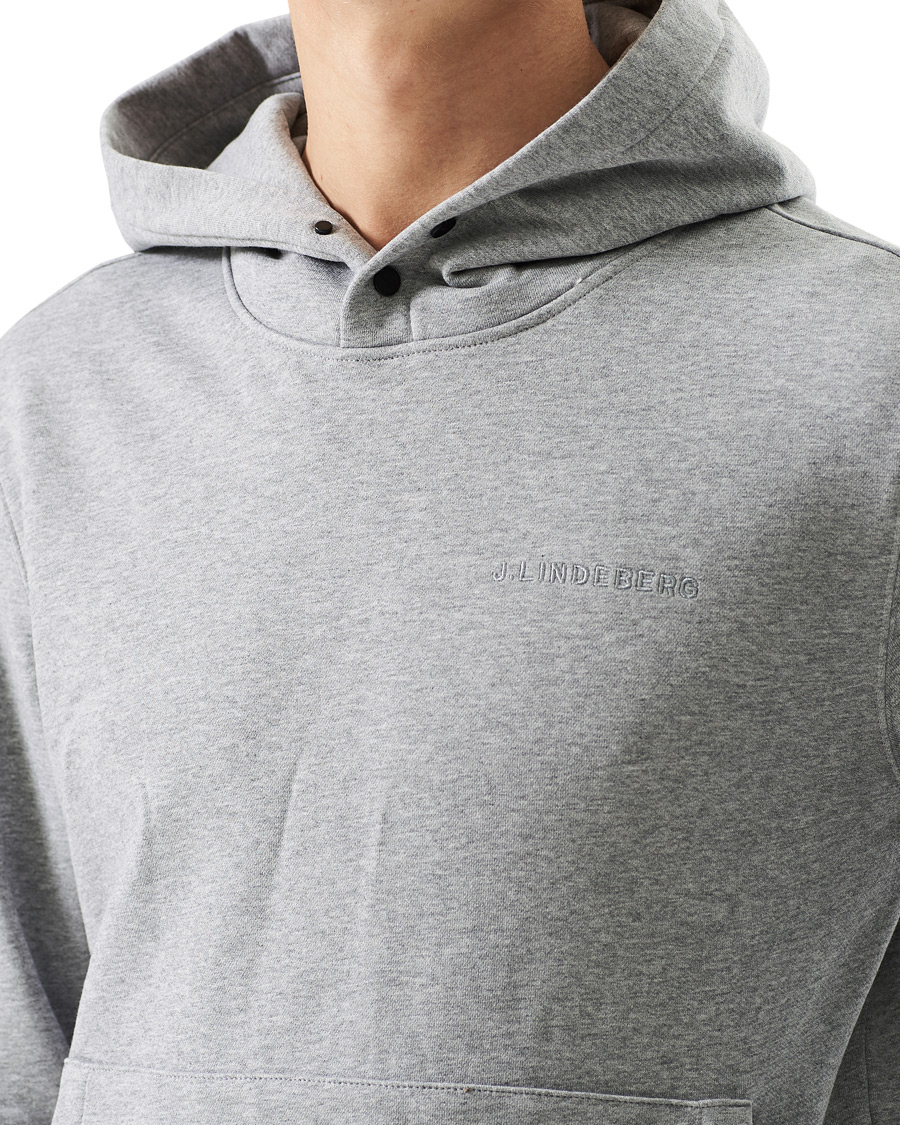 Herre | Trøjer | J.Lindeberg | Throw Button Sweat Hoodie Mid Grey Melange