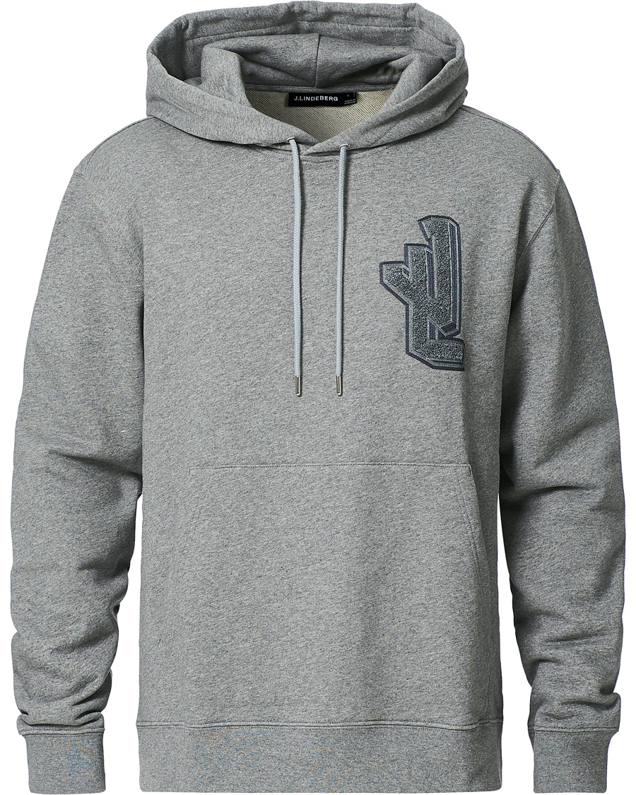 Herre | Trøjer | J.Lindeberg | Tony Patch Hoodie Mid Grey Melange