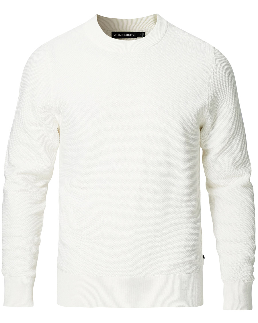 Herre | Trøjer | J.Lindeberg | Arthur Structure Organic Cotton Crew Neck Cloud White