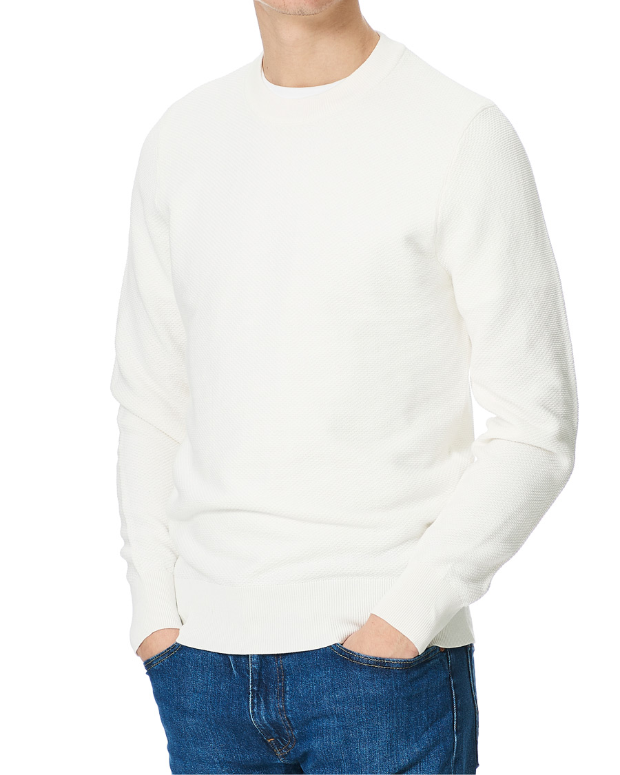 Herre | Trøjer | J.Lindeberg | Arthur Structure Organic Cotton Crew Neck Cloud White
