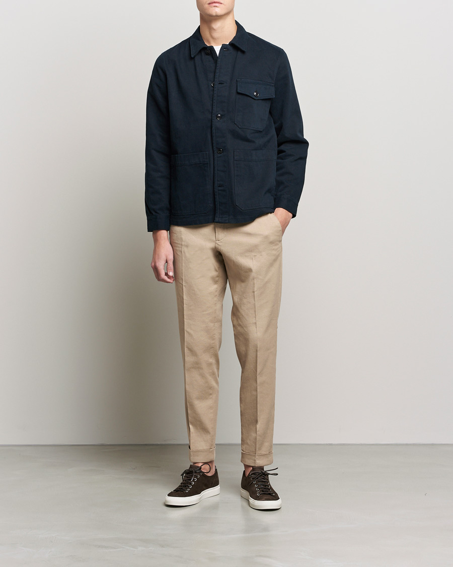 Herre | Bukser | J.Lindeberg | Grant Stretch Cotton/Linen Trousers Batique Khaki