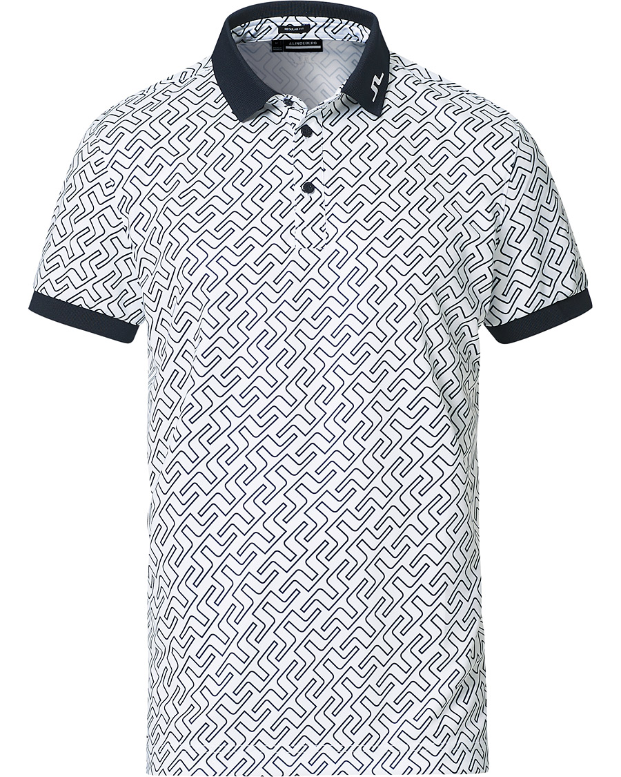 Herre | Polotrøjer | J.Lindeberg | Tour Tech Reg Fit Print Polo JL Navy Bridge Monogram