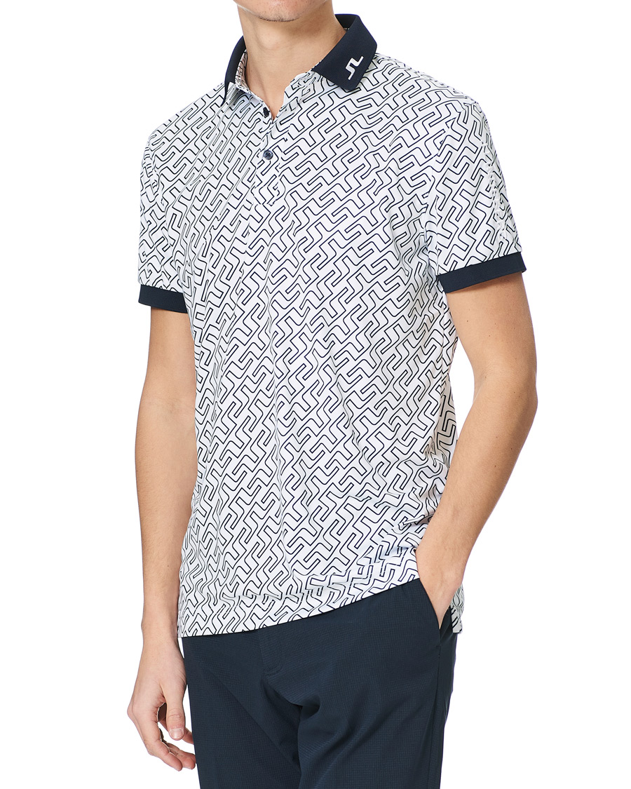 Herre | Polotrøjer | J.Lindeberg | Tour Tech Reg Fit Print Polo JL Navy Bridge Monogram