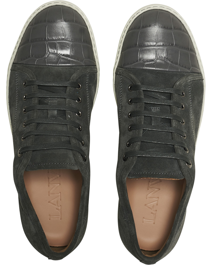 Herre | Lanvin Croc Cap Toe Sneaker Dark Grey | Lanvin | Croc Cap Toe Sneaker Dark Grey