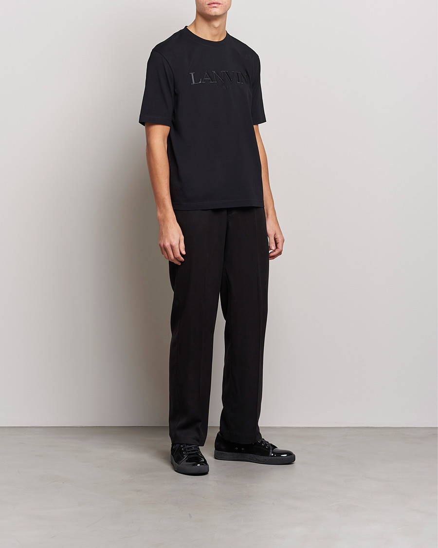Herre | T-Shirts | Lanvin | Embroidered Tonal Logo T-Shirt Black