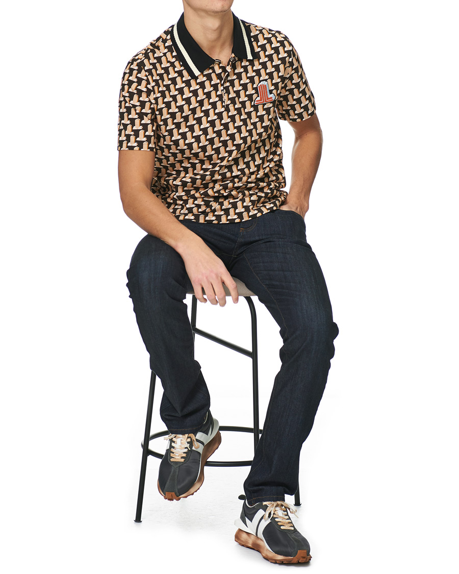 Herre | Polotrøjer | Lanvin | Knitted Jacquard Short Sleeve Polo Brown/Ecru