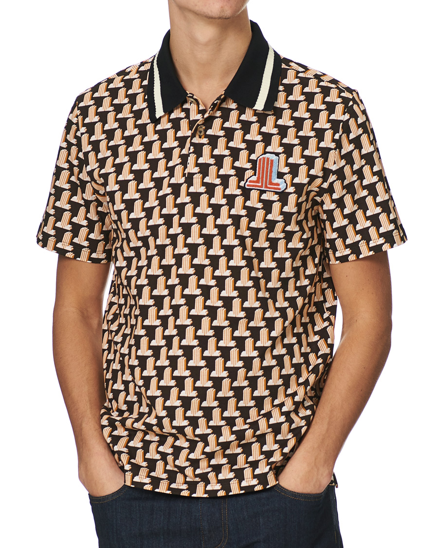 Herre | Polotrøjer | Lanvin | Knitted Jacquard Short Sleeve Polo Brown/Ecru