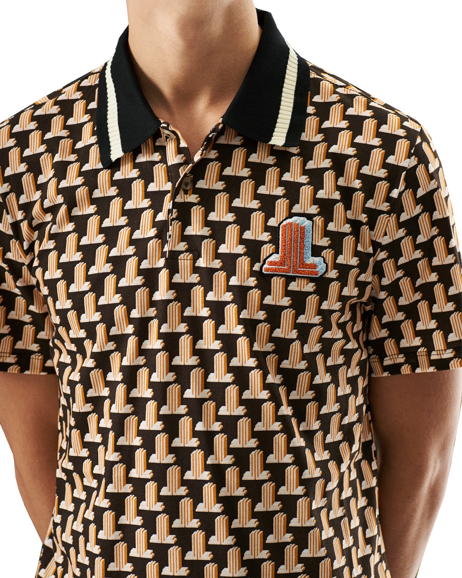 Herre | Polotrøjer | Lanvin | Knitted Jacquard Short Sleeve Polo Brown/Ecru