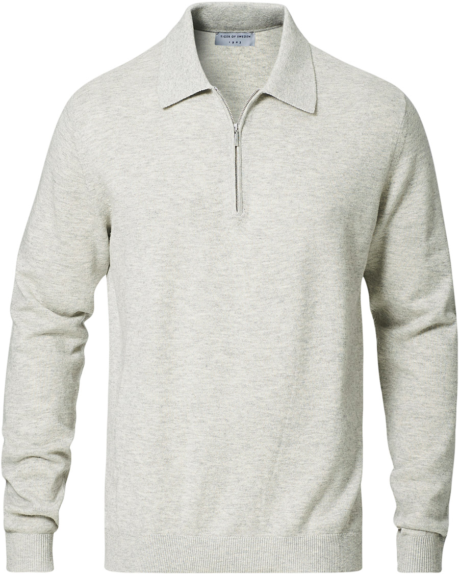 Herre | Trøjer | Tiger of Sweden | Orbit Merino Wool Half Zip Med Grey Mel