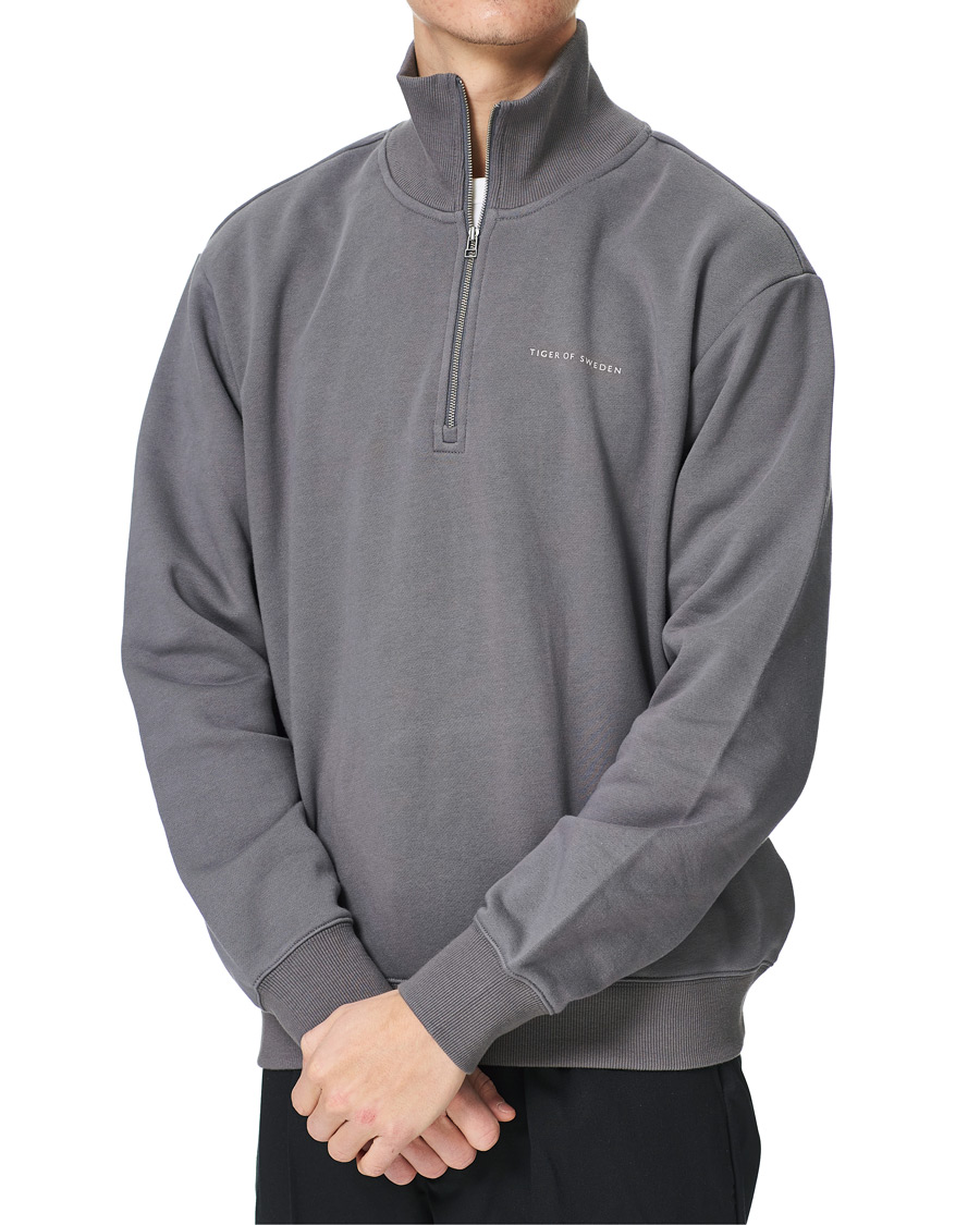 Herre | Trøjer | Tiger of Sweden | Marlon Half Zip Sweater Stone Grey