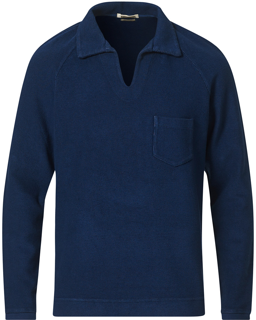 Herre | Trøjer | Massimo Alba | Japanese Terry Long Sleeve Polo Navy