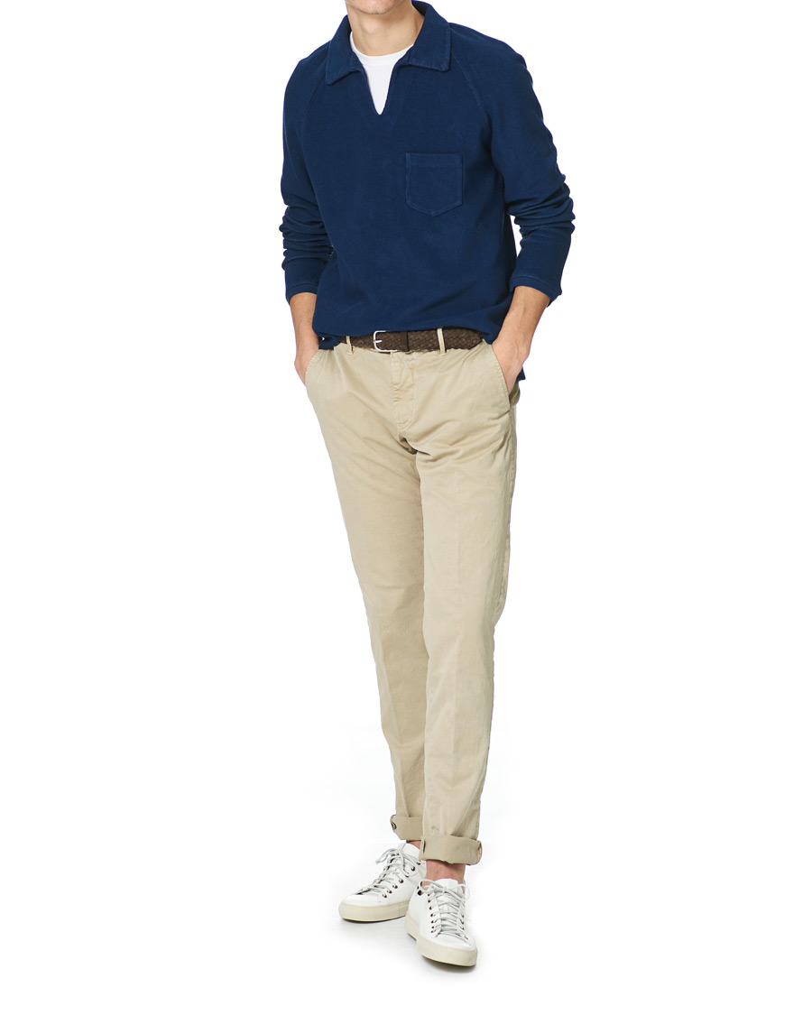 Herre | Trøjer | Massimo Alba | Japanese Terry Long Sleeve Polo Navy