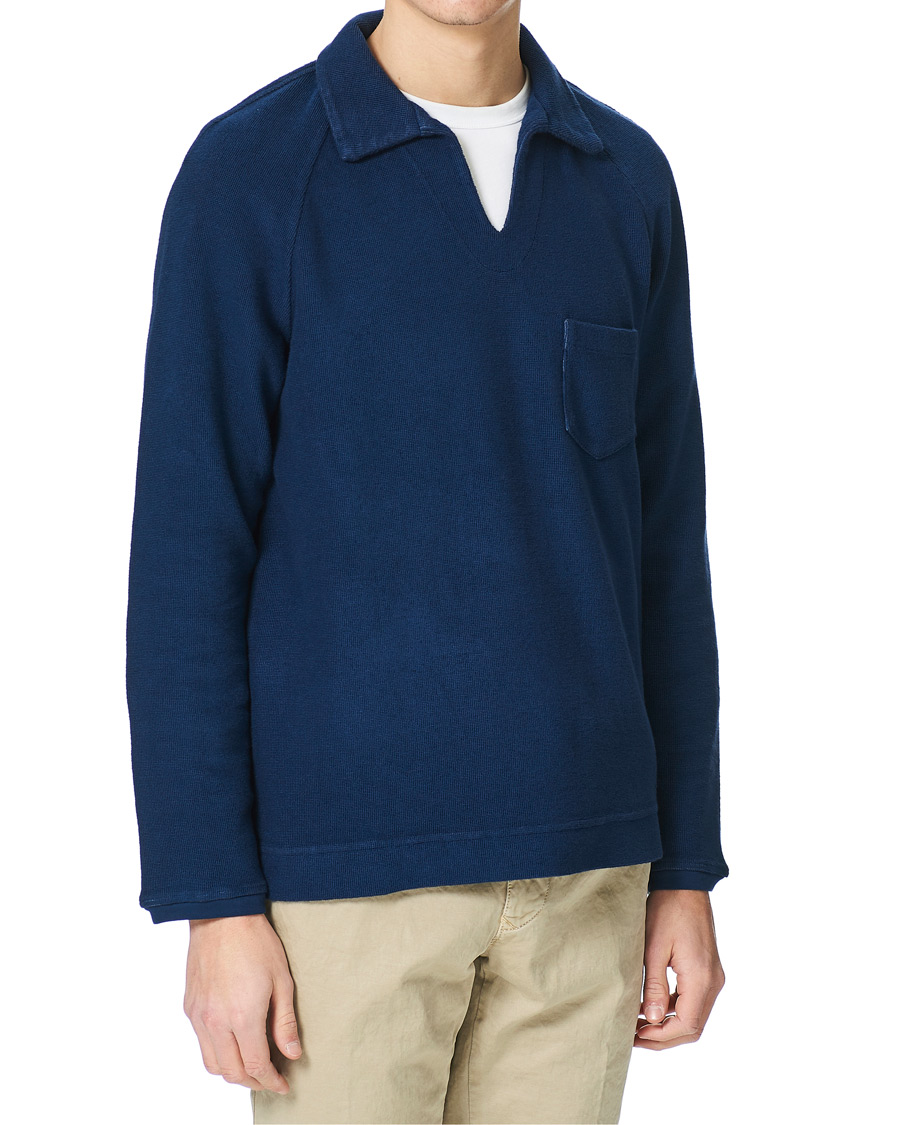 Herre | Trøjer | Massimo Alba | Japanese Terry Long Sleeve Polo Navy