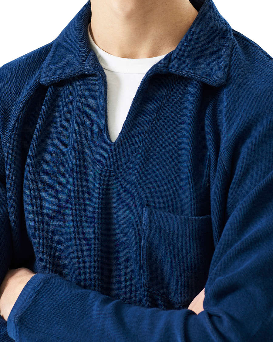 Herre | Trøjer | Massimo Alba | Japanese Terry Long Sleeve Polo Navy