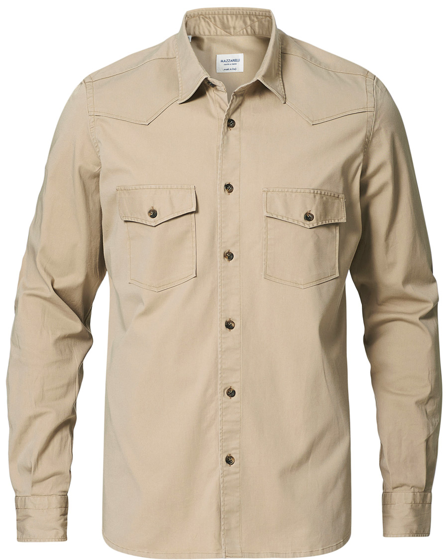 Herre | Skjorter | Mazzarelli | Texana Cotton Overshirt Beige